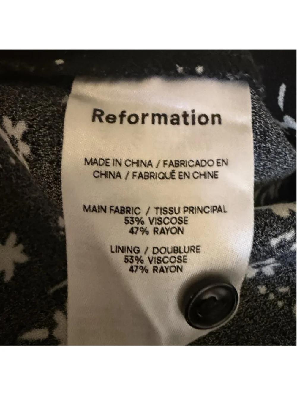 Reformation Calla Top Black White Floral Smocked Back Long Puff Sleeves EUC 4